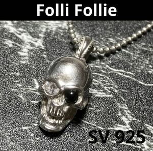 [ws330] хорошая вещь * Folli Follie folli follie Skull Stone колье silver925 серебряный череп каркас 