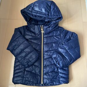 送料無料　H&M シンプル中綿ジャケットコート サイズ92cm/90cm ジャンパー ネイビー紺色　ハートチャーム　フード取り外し可能　送料込み