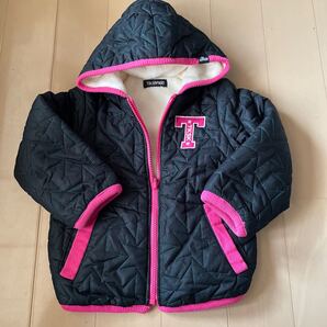 送料無料 TK SPAKID 中ふわふわジャケット 100cm 黒×ピンクパイピング×星柄キルティング 送料込み