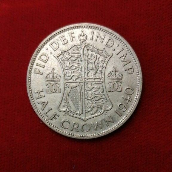 1940年ハーフクラウン銀貨。