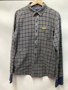 FRED PERRY long check shirt jacket XL flannel shirt 