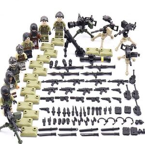 即納 8体セット 軍人　野戦部隊　武器セット付き　ブロック ミニフィグ レゴ LEGO 互換 ミニフィギュア　eo