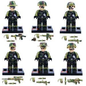 即納 6体セット 軍人　野戦部隊　武器付き　ブロック ミニフィグ レゴ LEGO 互換 ミニフィギュア　eo