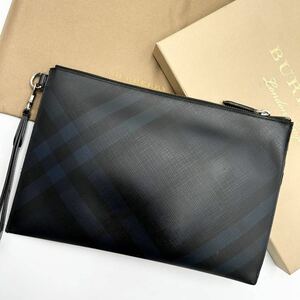 ■現行/付属品完備■ バーバリー BURBERRY クラッチバッグ セカンドバッグ チェック メガチェック レザー PVC メンズ ビジネス