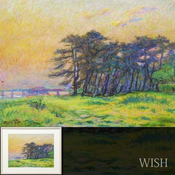 真作】【WISH】野溝嘉彦「冬の夕ぐれ」油彩 6号 ◇美しい山辺雪景 〇師