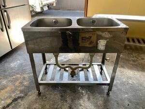 0D8358 business use two . sink made of stainless steel stainless steel sink 90X83X450