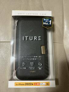 iPhone 14/13 ITURE 手帳型 磁石付きPM-A22APLFYJ3GY（チャコールグレー）