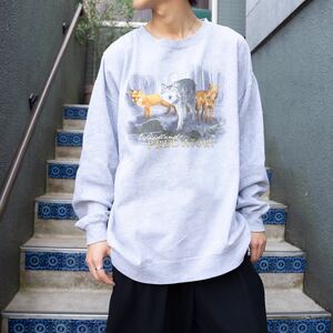 USA VINTAGE ANIMAL PRINT DESIGN OVER SWEAT SHIRT/アメリカ古着アニマルプリントデザインオーバースウェット