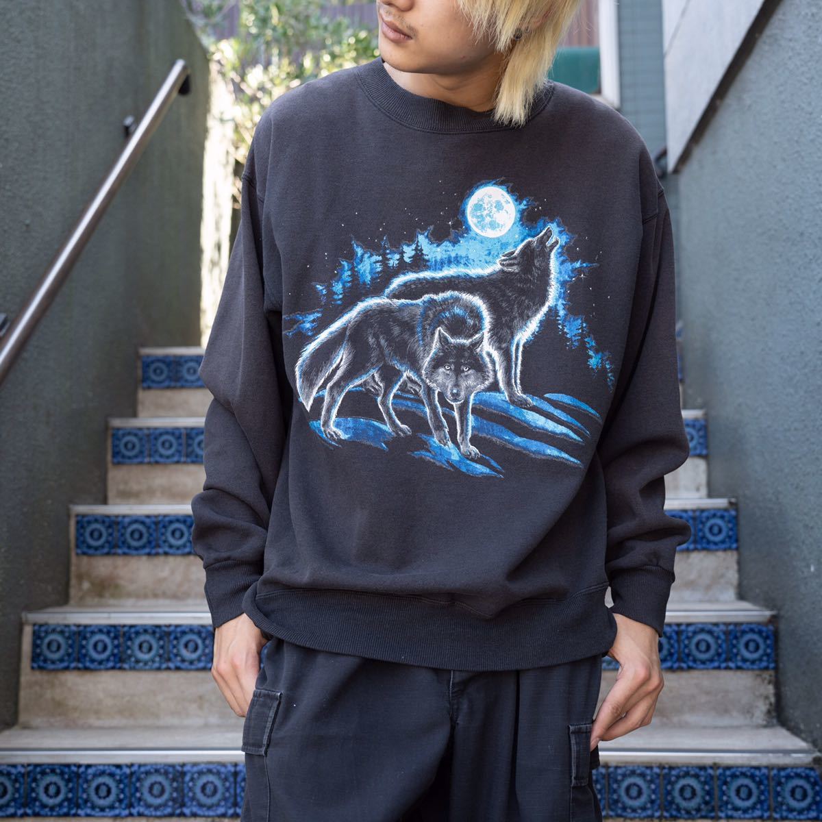 USA VINTAGE DEER PRINT SWEAT SHIRT/アメリカ古着鹿プリント