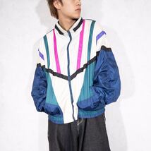 USA VINTAGE RIVER EDGE LINE DESIGN NYLON BLOUSON/アメリカ古着ラインデザインナイロンブルゾン(ジャケット)_画像1