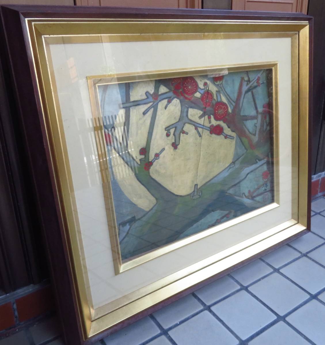 Authenticity Guaranteed Artwork [Plum Illustration/Yoshifumi Sakuma] Oil Painting Painting Artwork Artwork Antique Antique Artwork Artist Signed Width 63.2 x Height 54.2, painting, oil painting, Nature, Landscape painting