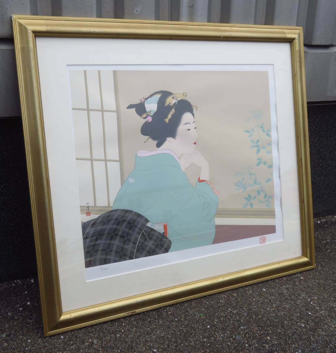 Guaranteed authenticity Artwork [Wakaba/Shoen Uemura] Limited to 200 copies Silkscreen Beautiful Woman Framed Painting Art Art Antique Antique Art Artist Inscription Width 71.5 x Height 64, artwork, print, silk screen