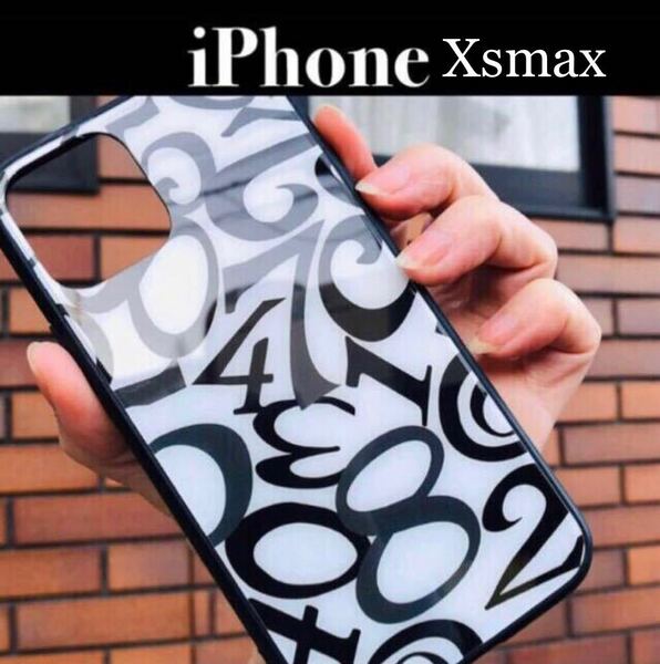 iPhoneXsmaxケース 強化ガラス　モード　メンズ　ストリート　モノトーン　数字　オシャレ　かっこいい　tpu iPhoneケース