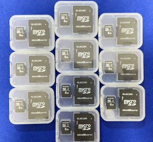 【新品・未使用】ELECOM microSDHCカード 8GB UHS-I Class10 SD変換アダプタ付 10個セット 