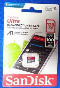 【新品・未使用】SanDisk サンディスク ULTRA microSDXCカード　128GB CLASS10 UHS-I A1 100MB/s [SDSQUAR-128G-GN6MN]