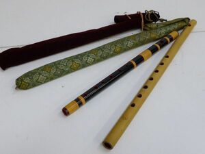 G145-N36-261 横笛 篠笛 2点 竹製 四 (45.8cm) 八 (36cm) 和楽器 現状品①