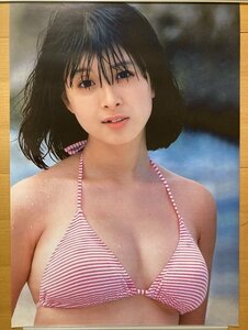 ★河合奈保子さん B2ポスター 水着 ストライプ ビキニ 定形外郵便