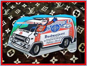レトロ　BUDMAN　バドマン　バドワイザー　キャラクター　宣伝用　ステッカー　Van　◆　レア　シール　ノベルティ　企業物　ディスプレー