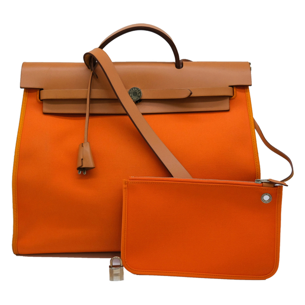 【お値引き】HERMES エルメス エールバッグ ジップ MM ショルダーバッグ ハンドバッグ 2way トワルオフィシエ レザー オレンジ系 #□N 刻印