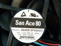 1NPT // 8cmファン San Ace 80 9GA0812P4G0031 12V 0.48A / 80 x 25 mm / ケーブル約16cm //NEC Express5800/GT110f-S 取外//在庫7_画像2