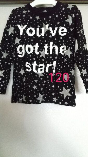 長袖Tシャツ 120 ロンT ロングTシャツ 黒 銀色 シルバー 星 ラメ 男女兼用 MILK RICH スター