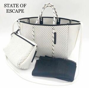 【専用袋付とポーチ付】state of escape ショルダーバッグ 白 ステイトオブエスケープ トートバッグ