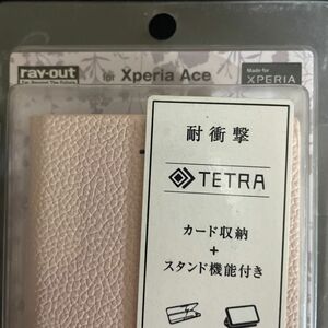 Xperia Ace用 耐衝撃 手帳型レザーケース TETRA サイドマグネット プレート付き ピンク RT-RXPATBC2/P