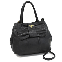 プラダ 2Wayハンドバッグ BN1604 リボン ナッパ レザー フィオッコ ブラック PRADA NAPPA FIOCCO_画像1