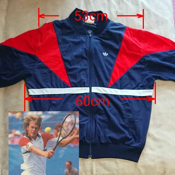 4【used】80s adidas ATP ベロア素材トラックトップ 〈XL相当〉エドバーグ/ヴィンテージ/トレフォイル/