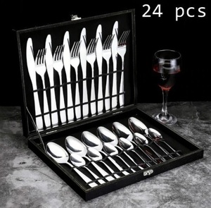  new goods * 24 piece set tableware set top stainless steel steel tina- knife Fork cutlery set gift box 