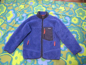 USA製 FA01 patagonia パタゴニア レトロX ボアブルゾン フリースジャケット KID'S/L メンズS-M程度 ブルー USEDキレイ アウトドアキャンプ