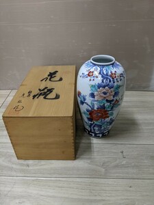 色鍋島 虎仙窯 共箱 花器 花瓶 伝統工芸 細密細工 古美術品 有田焼