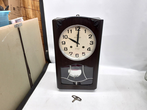 昭和レトロ AICHI TOKEI 60Day ゼンマイ式 振り子時計 壁掛け時計 アンティーク ビンテージ 当時物 札幌市 平岸店