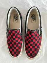 VANS スリッポン チェッカー 赤×黒 26cm US8 激レア ヴァンズ バンズ 中古 _画像2