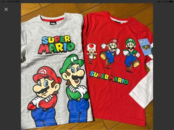 スーパーマリオ 長袖Tシャツ 130cm 2枚セット 100%綿　プレゼント