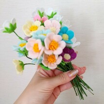 ハンドメイド ワイヤーフラワー フェルト カモミール33本セット 枯れない お花 カラフル 花束 造花 飾り インテリア 可愛い_画像5