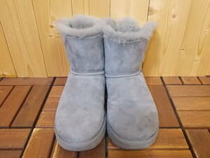 423◆UGG ショートムートンブーツ◆USA5 JAPAN22 グレー色 後ろリボン アグ ムートンブーツ S/N1019625 レディース 5J