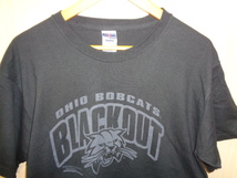 285◆JERZEES製 Ohio University Bobcats Blackout Tシャツ◆L 黒色 オハイオ大学ボブキャッツブラックアウト US古着 ゆうパケット発送5J_画像2