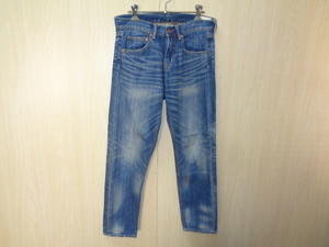 383◆UNITED ARROWS green label relaxing スリムフィットジーンズ◆ユナイテッドアローズ size36 インディゴ ヒゲ.アタリ加工 綿100％ 5J