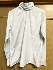Оливковая деолив ★ Оливковая оливковая полоса рубашка с высокой шеей использована 100 % хлопок, сделанный в Японии