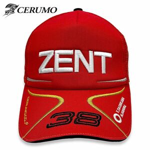 稀少■ TGR TEAM ZENT CERMO (チーム ゼント セルモ) オフィシャル ロゴ 38ナンバリング刺繍 メッシュキャップ 赤 レッド LEXUS TRD BBS