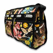 希少■LeSportsac (レスポートサック) HAWAII ハワイ限定 ワヒネフラ デラックス ショルダー サッチェル バッグ マルチカラー フラガール_画像5