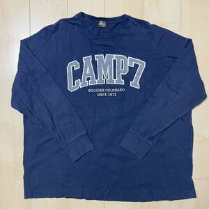 CAMP7　キャンプセブン　長袖　スウェット　トレーナー　刺繍ビッグロゴ　ネイビー　メンズ　XLサイズ　アウトドア　ビッグシルエット