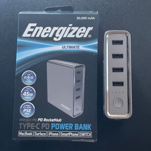 ほぼ未使用 PD対応 複数端末充電! 高性能バッテリー・ハブ Energizer 20000mAh/5ポート