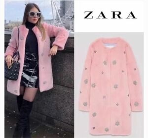 ZARA完売品★ZARA★ザラ★大人気★ビジュー★エコファーコート★ジャケット★ファー★ノーカラーコート