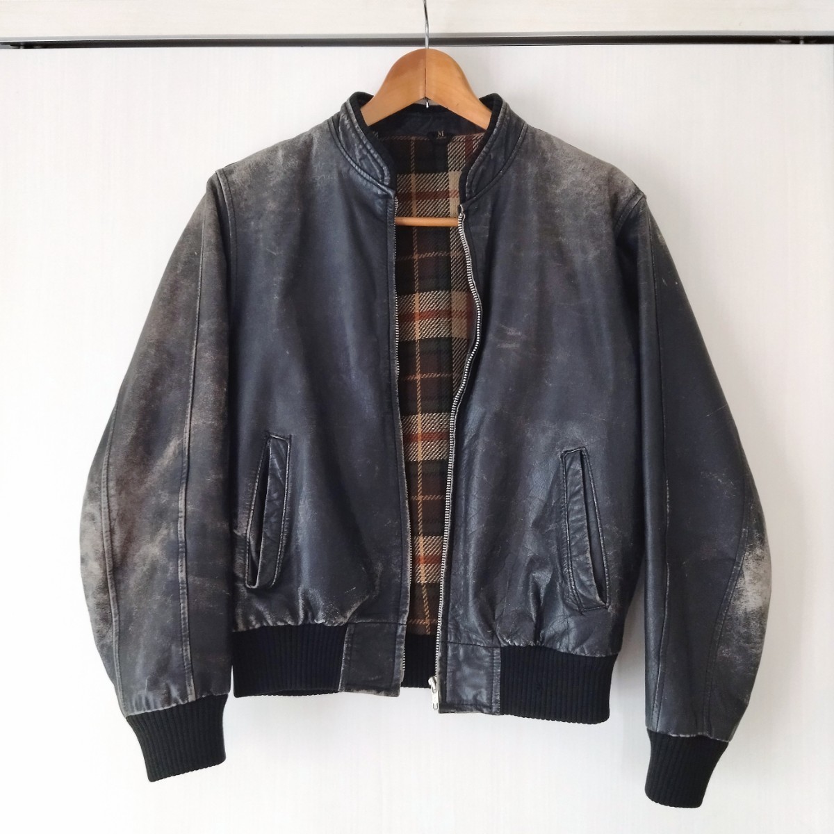 オンライン限定商品】 90S 本革 古着 レザージャケット シングル 青