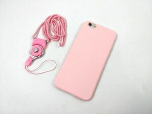 iPhone 6/6s シンプル ケース ソフトカバー TPU ネックストラップ付き ピンク