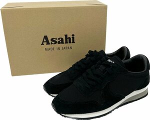 未使用品 Asahi アサヒ 「ASAHI TRAINER」 スエード×メッシュ ランニング スニーカー 016 KF50052 23.5cm 黒 日本製 定価￥16,500- 箱付