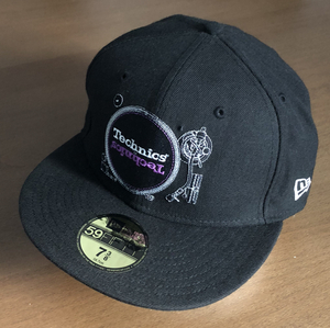 Technics NEWERA キャップ 刺繍 CAP 黒 ターン テーブル デザイン コラボ Wネーム 好きに も ニューエラ 帽子 テクニクス Panasonic