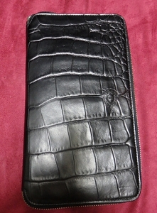  Versace black leather black koen Boss Gianni one Point stamp round fastener uo let made in Italy unused Versace